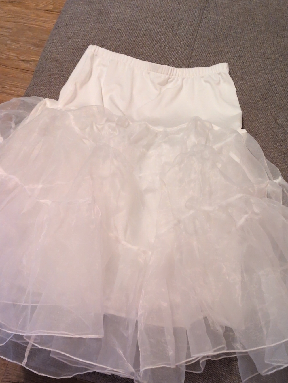 Source Unknown White Layered Tulle Slip Skirt